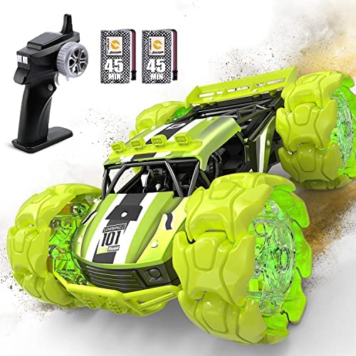 1:12 Remote Control Car Toys 4WD Large Monster Truck 20km/h RC Car 90Mins Battery Time 2.4Ghz Off-Road Vehicle with Transform Tires 8 LED Lights and Music Electric Toy Gift for Boys Girls.