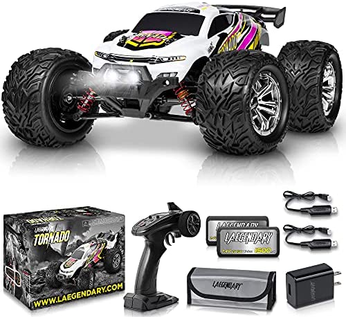 1:12 Scale Large RC Cars 48+ kmh Speed - Boys Remote Control Car 4x4 Off Road Monster Truck Electric - All Terrain Waterproof Toys Trucks for Kids and Adults - 2 Batteries + Connector for 30+ Min Play