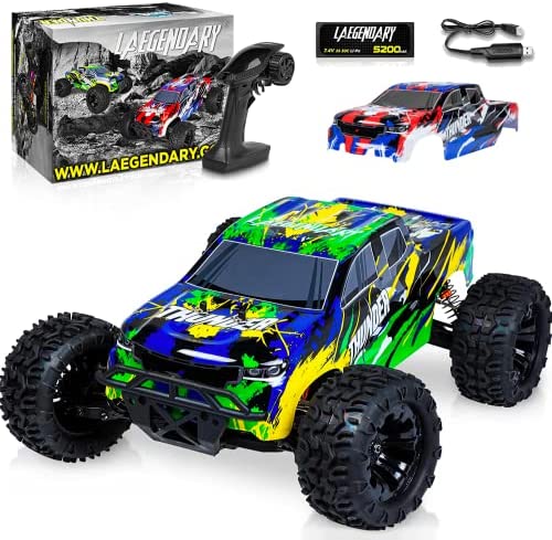 1:10 Scale Brushless RC Cars 65+ km/h Speed - Boys Remote Control Car 4x4 Off Road Monster Truck Electric - All Terrain Waterproof Toys for Kids and Adults - 2 Body Shell + Connector for 30+ Mins Play