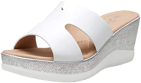 Jeossy Women's Sandals Platform Peep Toe Wedge High Heel Slip On Shoes