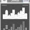 CrafTreat Cityscape Stencils for Painting on Wood, Canvas, Paper, Fabric, Floor, Wall and Tile - City Scape - 6x6 Inches - Reusable DIY Art and Craft Stencils - Landscape Stencil Templates