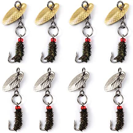 Goture Fly Fishing Flies 8pcs Fly Fishing Lures Kit with Sequin, Fishing Swivel Trout Bass Floating Fishing Artificial Bait