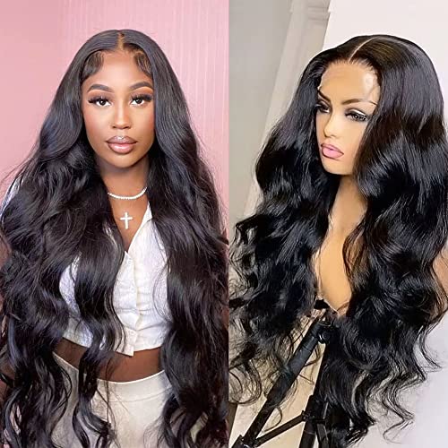 PNEX Body Wave Lace Front Wigs for Black Women Human Hair 20 inch Brazilian Transparent Lace Front Wigs Human Hair 150% Density Bleached Knots Pre Plucked 4x4 Lace Closure Wigs with Baby Hair