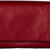 Finelaer Red Leather Clutch Purse Envelope Bifold Carryall Wallet