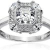 Amazon Collection Platinum-Plated Sterling Silver Celebrity "Pippa" Infinite Elements Zirconia Asscher Cut Antique Ring