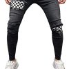 Andongnywell Men's Skinny Moto Biker Ripped Jeans Destroyed Stretch Denim Pants Trousers with Zipper Button Pocket