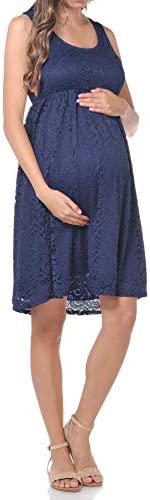 Beachcoco Women's Maternity Knee Length Sleeveless Lace Dress
