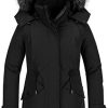 CHIN·MOON Women's Winter Warm Coat Windproof Puffer Jacket Long Quilted Thick Jacket with Faux Fur Hood