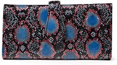 CoFi Wallets - Genuine Handmade Full Grain Leather Mila Trifold Wallet, Unique Rattlesnake Blue