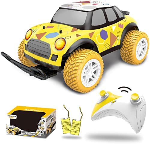 Dolphin Island Super Sports Fast RC Cars Indoor Outdoor, Rechargeable Kids Remote Control Car for Boys 4-7 8-12 and Up, Offroad Cool Toys for Girls, Gift Ideas for All Age (Yellow)