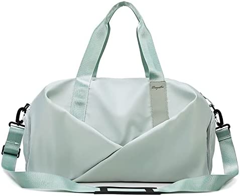 Duffle Bag, Gym Bag for Women, Separate Shoes Compartment Yoga Bag, Wet and Dry Separation Beach Bag (Large, Mint Green)