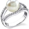 Freshwater Cultured Pearl Ring for Women, Tessa Ring with Sterling Silver and Crystals - THE PEARL SOURCE