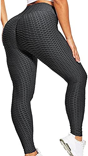 Gertisan Women's Butt Lifting Leggings High Waisted Yoga Pants Tummy Control Stretchy Workout Leggings Textured Booty Tights