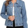MISS MOLY Women's Denim Jackets Button Up Long Sleeve Ripped Vintage Trucker Jackets