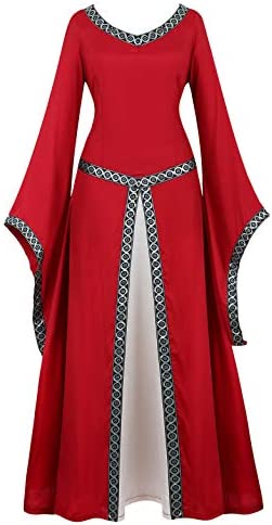 Parlsdy Womens Medieval Dress Victorian Costume Renaissance Long Dress Costumes Irish Over Cosplay Retro Gown
