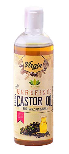 Vriddhi Virgin Cold Pressed Castor Oil Super Thick - Pure & Virgin Grade - Conditioning For Dry Skin, Hair Growth - For Skin, Hair Care, Eyebrow, Eyelashes 6.7Fl Oz or 200 ML