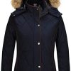 Wantdo Women's Thicken Winter Coat Quilted Puffer Jacket with Fur Hood Insulated Outerwear