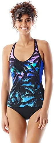 Ambition Slim Fit Cross Back Tankini Top — Quick Dry Athletic Swimsuit Top for Women