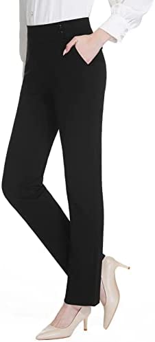Tapata Women's Straight Leg Dress Pants Stretchy High Waist with Pockets 29''/31''/33''for Work Casual