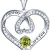 SILVERKITY Forever Love Heart Necklaces with Birthstone for Women,925 Sterling Silver Pendant Cubic Zircon,Anniversary Birthday Christmas Valentine’s Day Jewelry Gifts for Wife Girlfriends Sister Friends,18"+2" Extension Chain