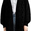 YIU ZAMM Women's Open Front Lightweight Long Sleeve Solid Color Cable Knit Cardigan Sweaters Coat Outwear