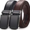 [2 Pack] Men's Belt,West Leathers Slide Ratchet Belt for Men with Genuine Leather Perfect Fit Waist Size up to 44 inches