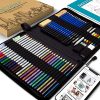 Watercolor Pencils Art Supplies – 55pc Colored Pencils for Adults, Kids, Artists Includes Digital Ebook Library Of Drawing Tutorials and Sketchbook For Drawing, Charcoal Pencils, and Color Pastels