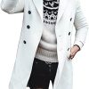 XXBR Woolen Coat for Mens, Single Breasted Button Lapel Collar Long Slim Fit Business Trench Coats Cardigan Topcoat