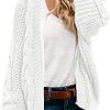 PrinStory Womens Chunky Open Front Sweaters Long Sleeve Soft Knit Cardigan Outwear Coat