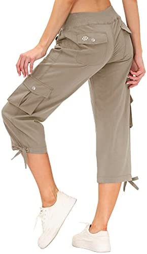 MoFiz Women's Cargo Capris Hiking Shorts Summer Pants Lightweight Quick Dry Outdoor Athletic Travel Casual Loose Cute Pockets