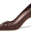 PiePieBuy Womens Pointed Toe Pumps Twist Knot Stiletto Mid Heel Faux Leather Dress Shoes
