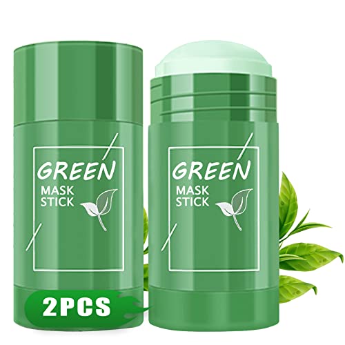 Green Tea Mask Stick for Face, Blackhead Remover with Green Tea Extract, Deep Pore Cleansing, Moisturizing, Skin Brightening, Removes Blackheads for All Skin Types of Men and Women (2PCS)