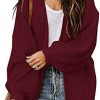 LAMISSCHE Womens Long Sleeve Open Front Cardigan Sweater Oversized Casual Loose Knit Chunky Kimono Coat