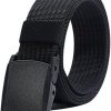 Men's Nylon Belt, Military Tactical Belts Breathable Webbing Canvas Belt with Plastic Buckle for Pants Size Below 46"