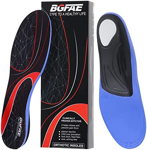 BGFAE Plantar Fasciitis Insoles, Arch Support Insoles for Men Women Shoe Inserts Flat Foot Insoles Heel Foot Pain High Arch Work Sports Boot Gel Orthotic Insoles ( W6-W7 )