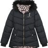 Juicy Couture Girls Puffer Jacket, Novelty Fur Lined Bubble Kids Coat with Plush Interior