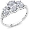 Gem Stone King 10K White Gold White Topaz and Diamond Accent 3-Stone Women's Engagement Ring (2.35 Cttw, Available In Size 5,6,7,8,9)