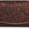 RFID Flower embossed Leather Wallet for Women-Multi Credit Card Slots,Mobile case Coin Purse with ID Window-by VALENCHI (Cognac Vintage)