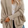 Imily Bela Women's Kimono Batwing Cable Knitted Slouchy Oversized Wrap Cardigan Sweater