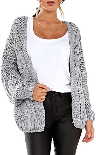 Actloe Womens Open Front Chunky Knit Long Sleeve Cardigan Casual Outwear