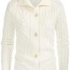 GRACE KARIN Women's Button Down Chunky Cable Knit Cardigan Long Sleeve Stand Collar Cardigan Sweaters Fall Outwear