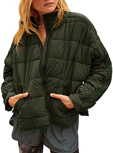 Women's Lightweight Long Sleeve Zip Water Resistant Packable Puffer Jacket Warm Short Winter Coat