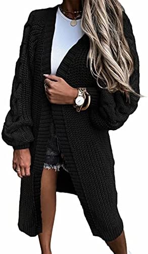 Dokotoo Womens Casual Long Sleeve Open Front Knit Long Cardigans Sweaters Coats