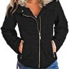 Uqnaivs Womens Winter Quilted Jacket Faux Fur Collar Zip Up Parka Puffer Coat