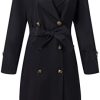 Women Long Trench Coats Plus Size Double-Breasted 2022 Fall Fashion, Water Resistant Loose Oversized Thin Jacket with Belt