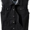 JYG Mens Casual Denim Vest Classic Trucker Button-Down Sleeveless Jean Jacket