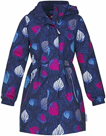 Premont Girls Raincoat, Kids Rain Jacket, Girls Floral Fleece Lined Light Raincoat, Waterproof Kids Raincoat,Size 4-13 Years