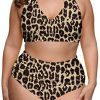 Pink Queen Women's 2 Piece Plus Size High Waisted Swimwear Swimsuits Ruched Tummy Control Bikini Set