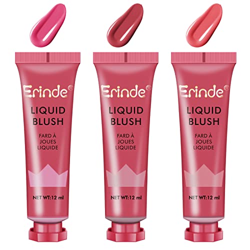 [3 Pack] Erinde Liquid Blush Cream Blush Makeup Lightweight, Breathable Feel, Sheer Flush Of Color, Natural-Looking, Dewy Finish Gel Blush, Ideal Cheek Blush Gift for Women(Set C