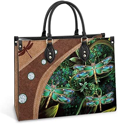 64HYDRO Green Dragonfly Flower Forest Women Handbag Shoulder Bag - Travel Work Leather Bag - AERZ2411006Z
